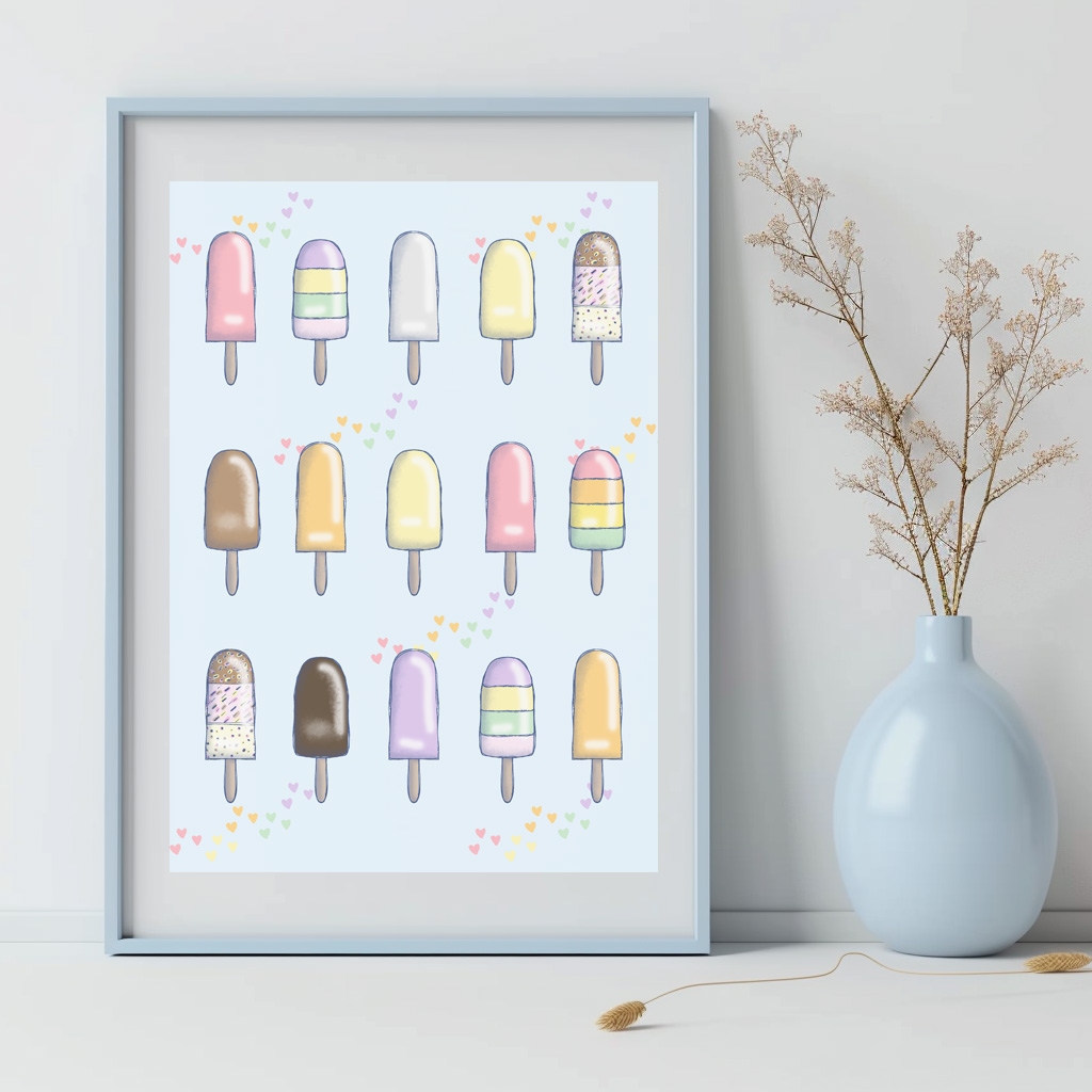 Image of Pastel Ice Cream art print created by Morwenna Sanders for Verbena Wave