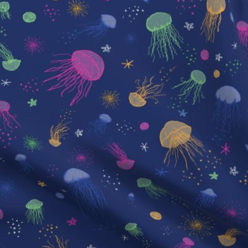 Image of fabric sample with the Jellyfish Jiggle design.