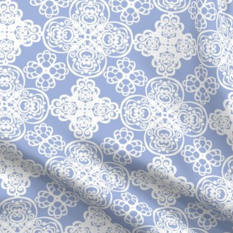 Image of fabric sample with the Ornate Key Bow design.