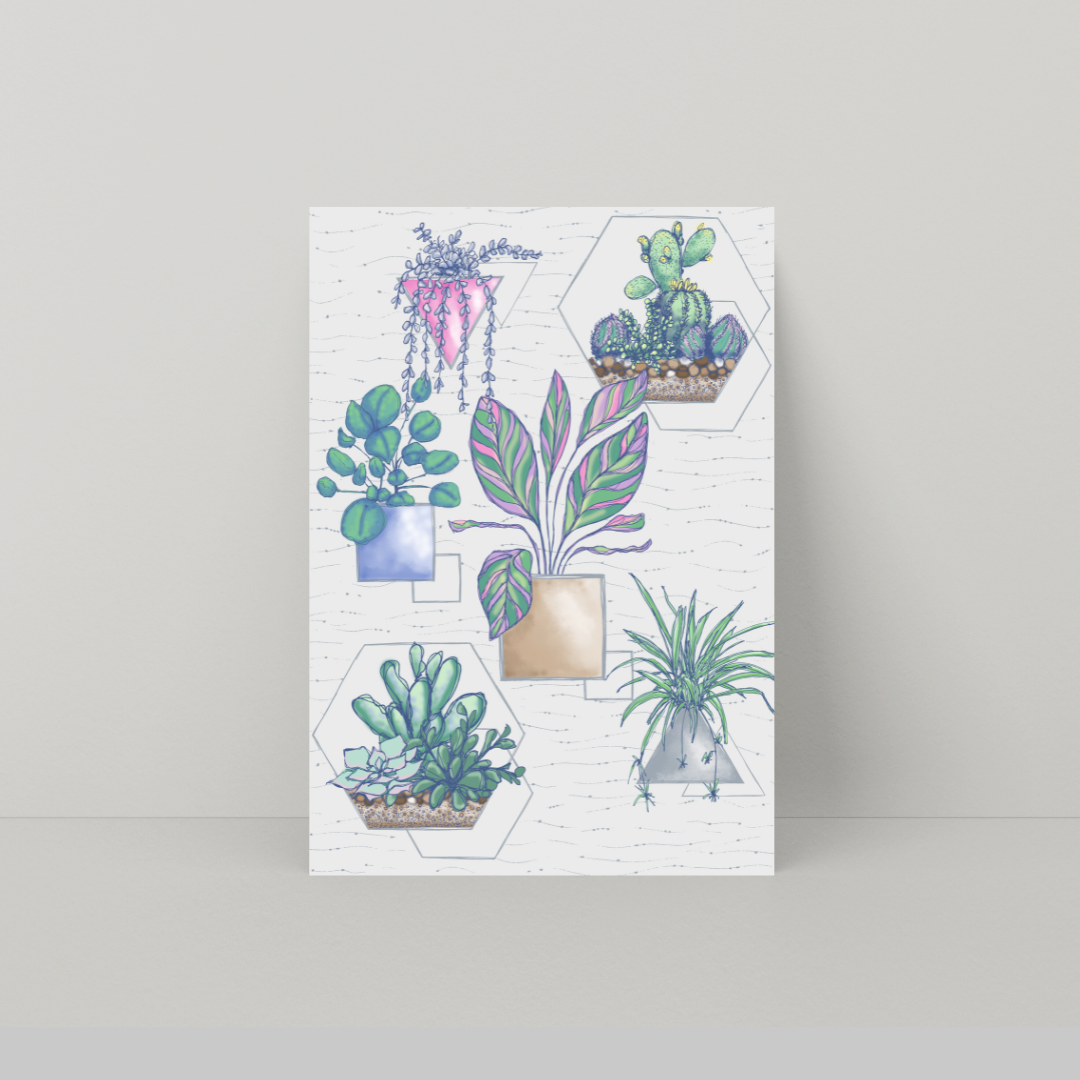 Image of House Plants Greeting Card, created by Morwenna Sanders for Verbena Wave