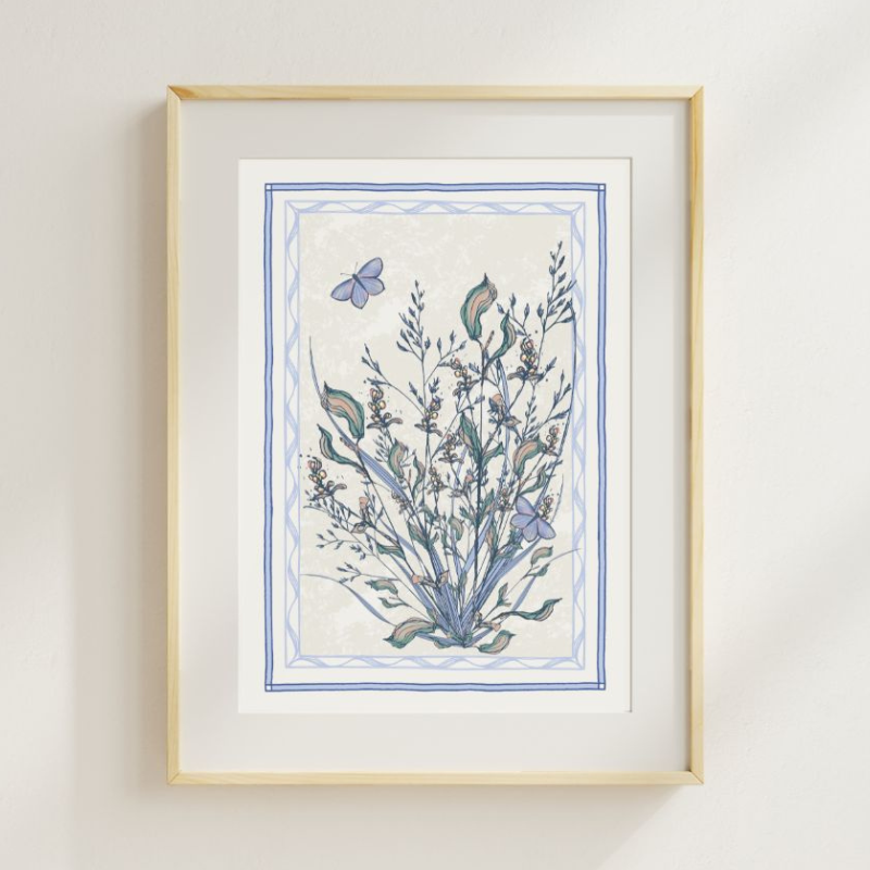 Image of Autumn Blooms and Grasses art print created by Morwenna Sanders for Verbena Wave